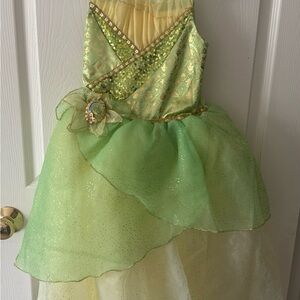Disney Tiana Princess and the Frog Costume Dress Green Yellow Girls US 5/6